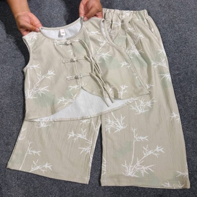 Bamboo Print Cheongsam Set