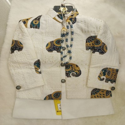 Off-White Elephant Motif Embroidery Sherwani