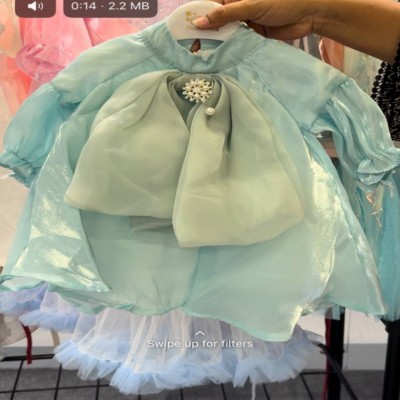Sky Blue Shemario Organza Frock