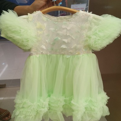 Mint Green Butterfly Princess Tulle Dress with 3D Appliqué Bodice