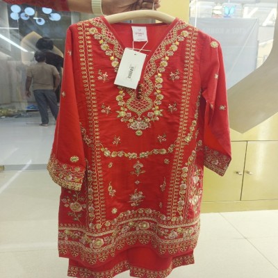 Vibrant Red Embroidered Festive Kurti