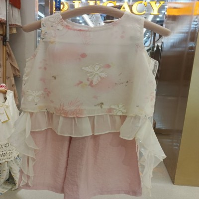 Floral Embroidered Layered Dress with Soft Pink Inner