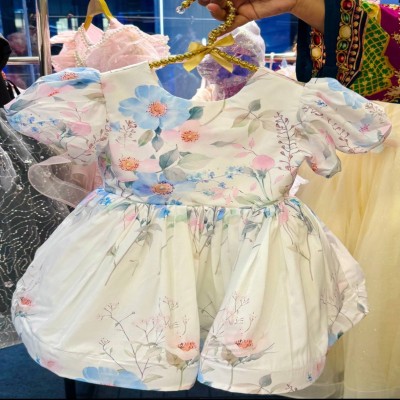 Puff Sleeve Party Dress with Butterfly Back Detail