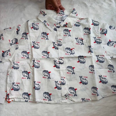  Cute Shark Print Full-Sleeve Baby Boy Shirt