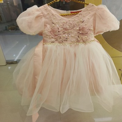 Peach Blossom Pearl & Embroidered Tutu Dress