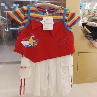 Hello Kitty Rainbow Stripe Girls’ Summer 2-Piece Set