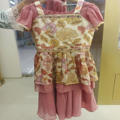 Elegant Dusty Rose Tiered Floral Party Dress