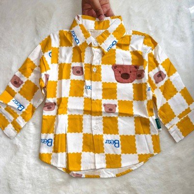 Cute Bear Yellow Full-Sleeve Shirt for Baby Boys