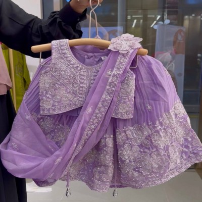Whimsical Lilac Floral Embroidered Lehenga