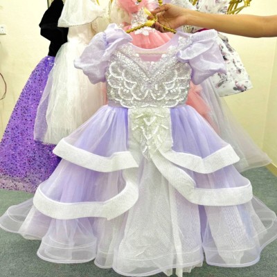 Lavender & White Tiered Gown