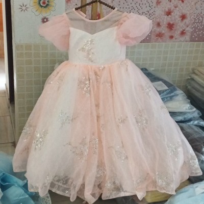 Blush Pink Sequined Tulle Princess Gown
