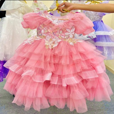 Soft Butter Net with Multi-Color Sequin Bodice