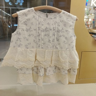 Girls Premium White Floral Lace Layered Party Dress