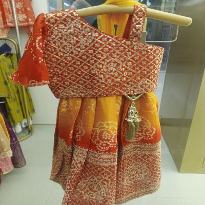 Sunset Saffron Bandhani Lehenga
