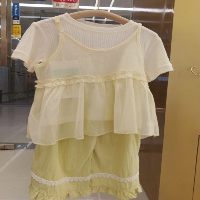 Girls’ 2-Piece Cream Layered Top & Ruffle Shorts