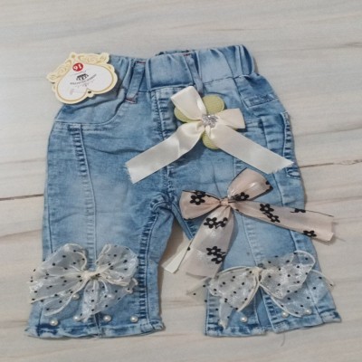 Bow & Pearl Embellished Denim Jeans