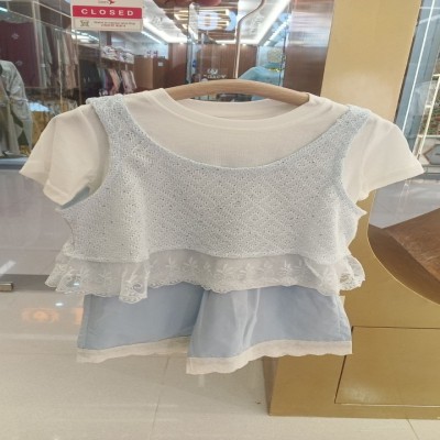 3-Piece Light Blue Sequined Cami & Tee Outfi
