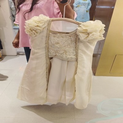 Ivory Embroidered Palazzo Set with 3D Floral Shrug