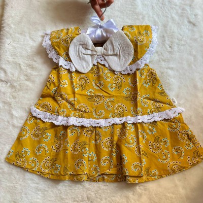 Yellow Paisley Print Baby Girl Frock