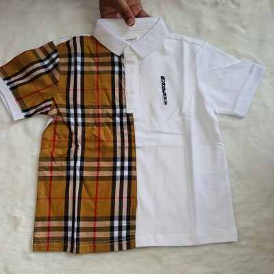 Half-and-Half Check Polo T-Shirt for Baby Boys