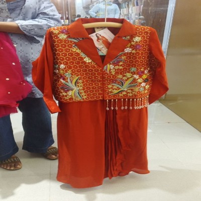 Rust Orange Indo-Western Co-Ord Set