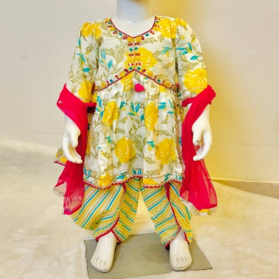 Girl's Floral  Kurti with Dhoti  Set